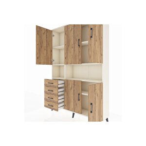 Arges Gardrop 7 Raflı 4 Çekmeceli 5 Kapaklı 132x30x195 Aytaşı-çam