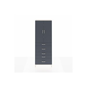 Arges Dolap 4 Raflı 5 Çekmeceli 2 Kapaklı 88x30x243 Aytaşı-antrasit