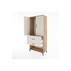 Hyperion Dolap Tek Raflı 2 Çekmeceli Tek Askılı 88x44x195 Çam-aytaşı