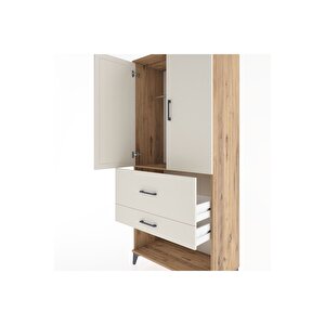Hyperion Dolap Tek Raflı 2 Çekmeceli Tek Askılı 88x44x195 Çam-aytaşı