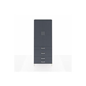 Arges Dolap 3 Raflı 4 Çekmeceli 2 Kapaklı 88x30x221 Antrasit-antrasit