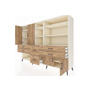 Hyperion Dolap 10 Raflı 6 Çekmeceli 4 Kapaklı 220x44x163 Aytaşı-çam