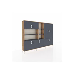 Arges Dolap 14 Raflı 9 Kapaklı 220x30x163 Çam-antrasit