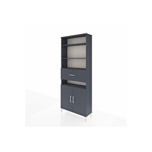Arges Dolap 5 Raflı Tek Çekmeceli 2 Kapaklı 88x30x221 Antrasit-antrasit