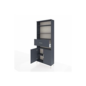 Arges Dolap 5 Raflı Tek Çekmeceli 2 Kapaklı 88x30x221 Antrasit-antrasit