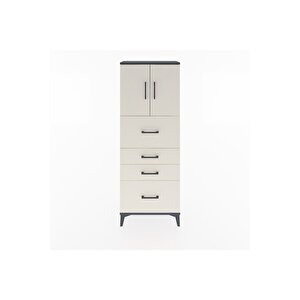 Arges Dolap 2 Raflı 4 Çekmeceli 2 Kapaklı 60x30x163 Antrasit-aytaşı