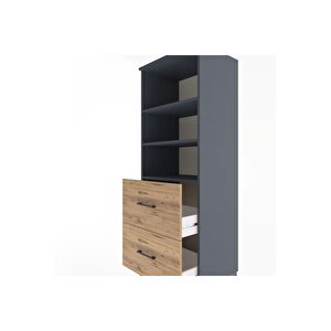 Hyperion Dolap 3 Raflı 2 Çekmeceli 60x44x163 Antrasit-çam