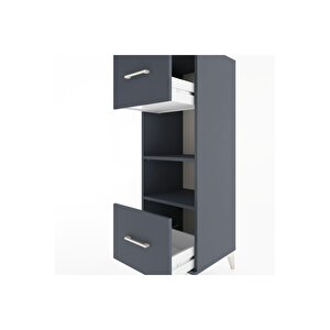Hyperion Dolap 2 Raflı 2 Çekmeceli 44x44x134 Antrasit-antrasit