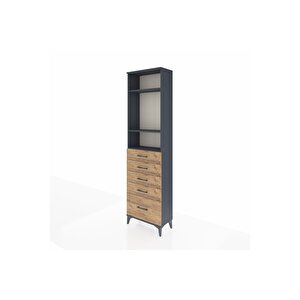 Arges Dolap 3 Raflı 5 Çekmeceli 60x30x221 Antrasit-çam