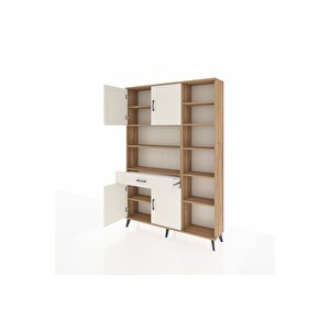 Arges Gardrop 10 Raflı Tek Çekmeceli 4 Kapaklı 132x30x195 Çam-aytaşı