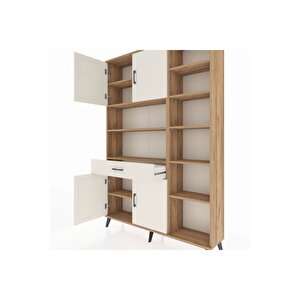 Arges Gardrop 10 Raflı Tek Çekmeceli 4 Kapaklı 132x30x195 Çam-aytaşı