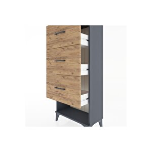 Hyperion Dolap 3 Çekmeceli 60x44x134 Antrasit-çam