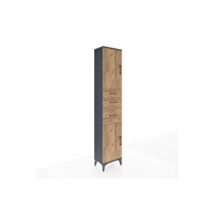 Arges Dolap 3 Raflı 3 Çekmeceli 2 Kapaklı 44x30x221 Antrasit-çam