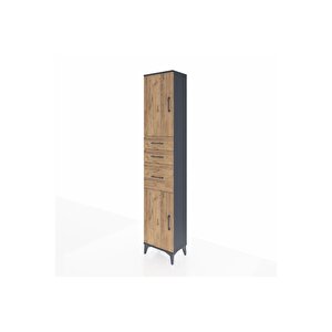 Arges Dolap 3 Raflı 3 Çekmeceli 2 Kapaklı 44x30x221 Antrasit-çam