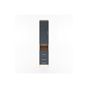 Hyperion Dolap 3 Raflı 3 Çekmeceli Tek Askılı 44x44x221 Çam-antrasit