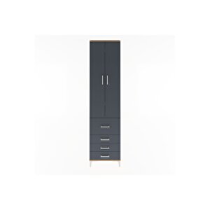 Arges Dolap 4 Raflı 4 Çekmeceli 2 Kapaklı 60x30x243 Çam-antrasit