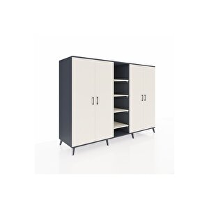 Kronos Dolap 12 Raflı 4 Kapaklı 220x59x163 Antrasit-aytaşı