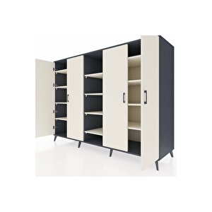 Kronos Dolap 12 Raflı 4 Kapaklı 220x59x163 Antrasit-aytaşı