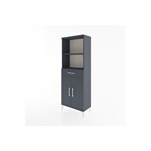 Arges Dolap 3 Raflı Tek Çekmeceli 2 Kapaklı 60x30x163 Antrasit-antrasit