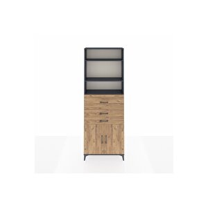 Arges Dolap 4 Raflı 3 Çekmeceli 2 Kapaklı 88x30x243 Antrasit-çam