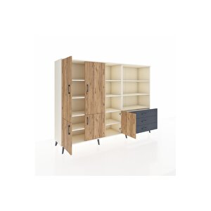 Hyperion Dolap 11 Raflı 3 Çekmeceli 5 Kapaklı 220x44x163 Aytaşı-çam/antrasit