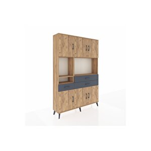 Arges Dolap 9 Raflı 3 Çekmeceli 6 Kapaklı 132x30x195 Çam-çam/antrasit