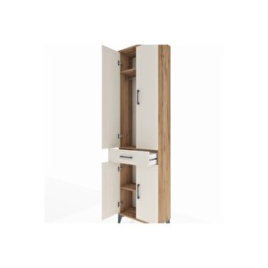 Arges Dolap 3 Raflı Tek Çekmeceli Tek Askılı 60x30x221 Çam-aytaşı