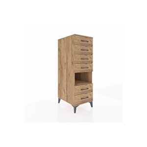 Kronos Dolap Tek Raflı 6 Çekmeceli 44x59x134 Çam-çam