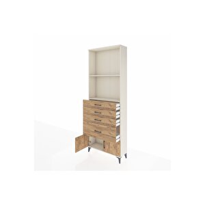 Arges Dolap 2 Raflı 4 Çekmeceli 2 Kapaklı 88x30x243 Aytaşı-çam