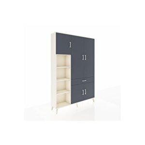 Arges Gardrop 8 Raflı Tek Çekmeceli 5 Kapaklı 132x30x195 Aytaşı-antrasit