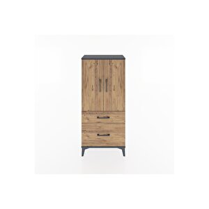 Hyperion Dolap 2 Raflı 2 Çekmeceli 2 Kapaklı 60x44x134 Antrasit-çam