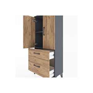 Hyperion Dolap 2 Raflı 2 Çekmeceli 2 Kapaklı 60x44x134 Antrasit-çam