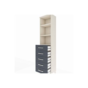 Arges Dolap 3 Raflı 5 Çekmeceli 44x30x182 Aytaşı-antrasit