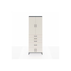 Arges Dolap 2 Raflı 4 Çekmeceli 4 Kapaklı 88x30x243 Antrasit-aytaşı