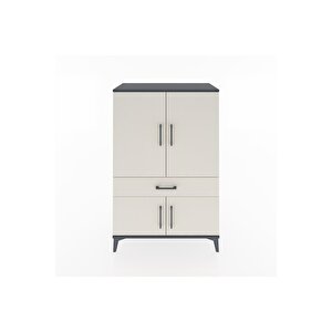 Hyperion Dolap 2 Raflı Tek Çekmeceli 4 Kapaklı 88x44x134 Antrasit-aytaşı