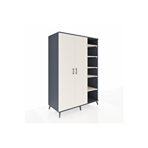 Kronos Dolap 7 Raflı 2 Kapaklı Tek Askılı 132x59x195 Antrasit-aytaşı/aytaşı