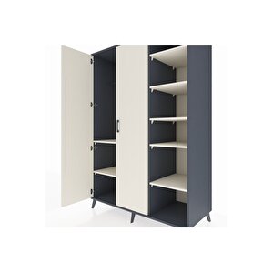 Kronos Dolap 7 Raflı 2 Kapaklı Tek Askılı 132x59x195 Antrasit-aytaşı/aytaşı