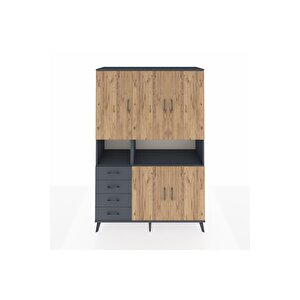 Hyperion Dolap 7 Raflı 4 Çekmeceli 5 Kapaklı 132x44x195 Antrasit-çam/antrasit