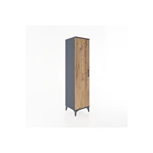 Hyperion Dolap 2 Raflı Tek Kapaklı Tek Askılı 44x44x182 Antrasit-çam