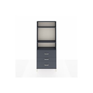 Arges Dolap 3 Raflı 3 Çekmeceli 88x30x221 Antrasit-antrasit