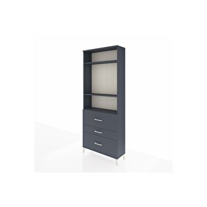 Arges Dolap 3 Raflı 3 Çekmeceli 88x30x221 Antrasit-antrasit