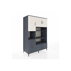 Kronos Dolap 9 Raflı 6 Çekmeceli 3 Kapaklı 132x59x195 Antrasit-aytaşı/antrasit