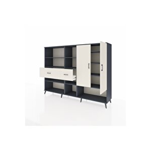 Hyperion Dolap 10 Raflı 2 Çekmeceli 2 Kapaklı 220x44x163 Antrasit-aytaşı