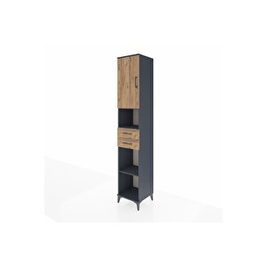 Hyperion Dolap 5 Raflı 2 Çekmeceli Tek Kapaklı 44x44x243 Antrasit-çam