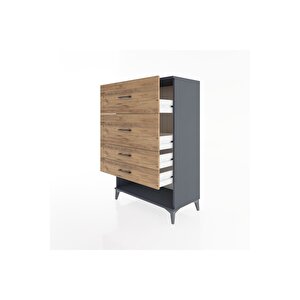Hyperion Dolap 4 Çekmeceli 88x44x134 Antrasit-çam