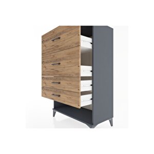 Hyperion Dolap 4 Çekmeceli 88x44x134 Antrasit-çam