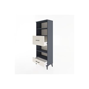 Arges Dolap 4 Raflı 2 Çekmeceli 60x30x163 Antrasit-aytaşı