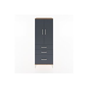 Hyperion Dolap 3 Raflı 3 Çekmeceli 2 Kapaklı 60x44x163 Çam-antrasit