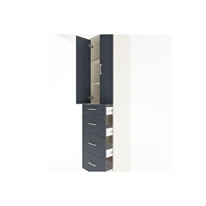 Hyperion Dolap 3 Raflı 4 Çekmeceli 2 Kapaklı 60x44x243 Aytaşı-antrasit