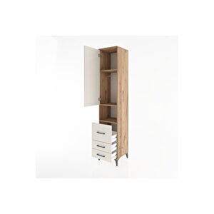 Hyperion Dolap 3 Raflı 3 Çekmeceli Tek Askılı 44x44x221 Çam-aytaşı